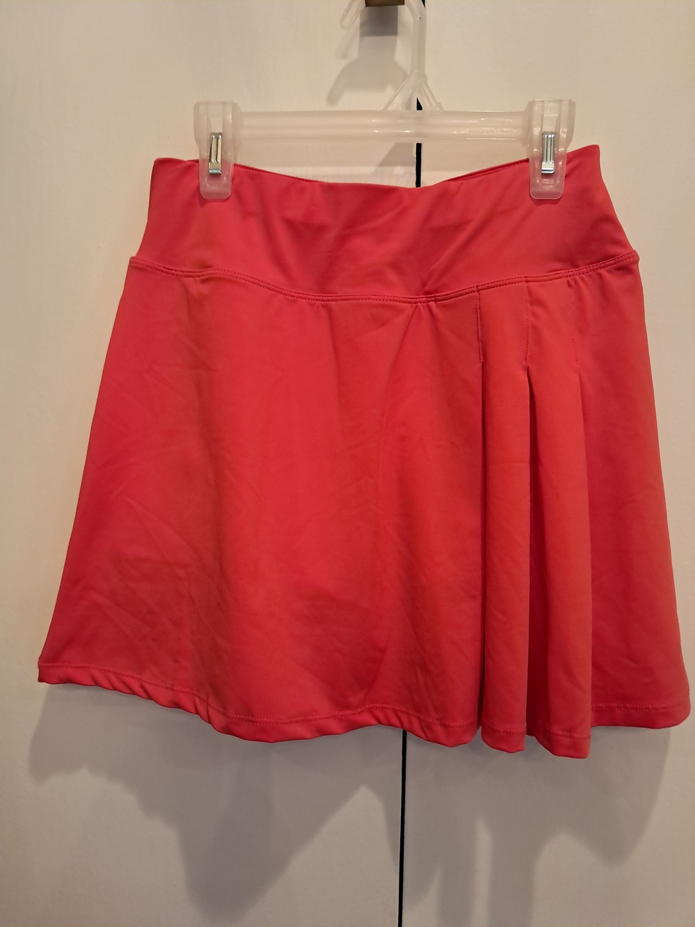 Source Unknown Coral-Red Pleated Active Mini Skirt